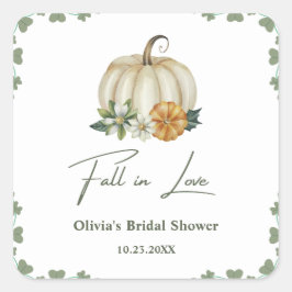 Herfst in Liefde Herfst Groen Pompoen Vrijgezellen Ronde Sticker