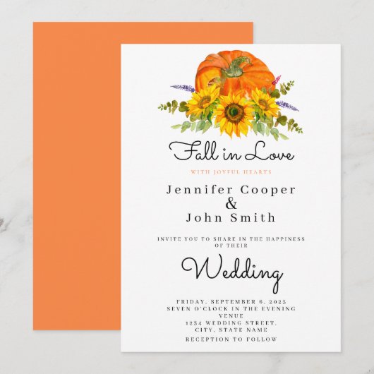 Herfst in Liefde Herfst Herfst Zonnebloem Pompoen Kaart (Voorkant / Achterkant)