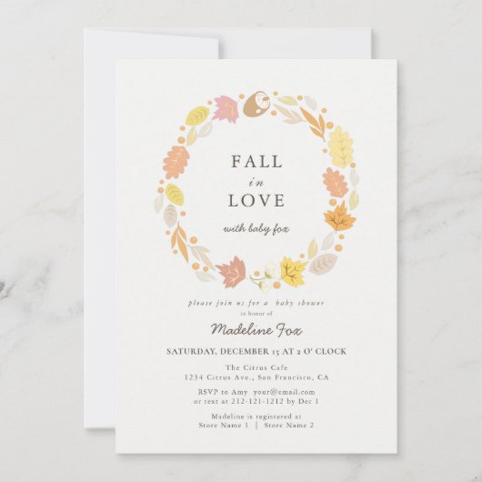 Herfst in Liefde Herfst Krans Baby shower Kaart (Voorkant)