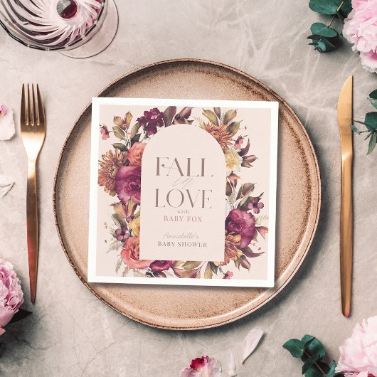 Herfst in liefde herfst krans boog roze Baby showe Servet