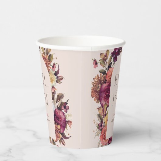 Herfst in liefde herfst krans boog roze Vrijgezell Papieren Bekers (Rechts)