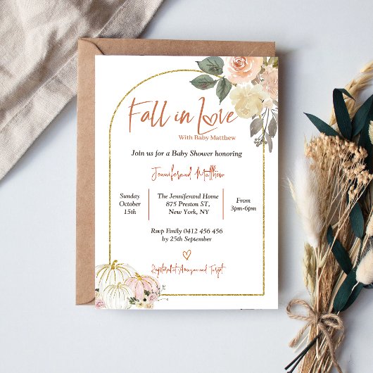 Herfst in liefde herfst oogst pompoen Baby shower Kaart