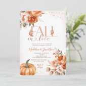 Herfst in liefde herfst Oranje bloemen verlovingsf Kaart (Staand voorkant)