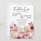 Herfst in liefde herfst pompoen bloemenbruiloft kaart (Voorkant)