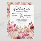 Herfst in liefde herfst pompoen bloemenbruiloft kaart (Voorkant / Achterkant)