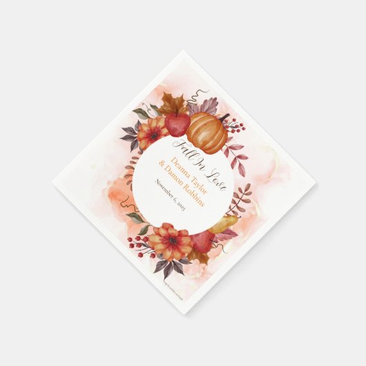 Herfst in liefde herfst pompoen bruiloft receptie servet (Hoek)