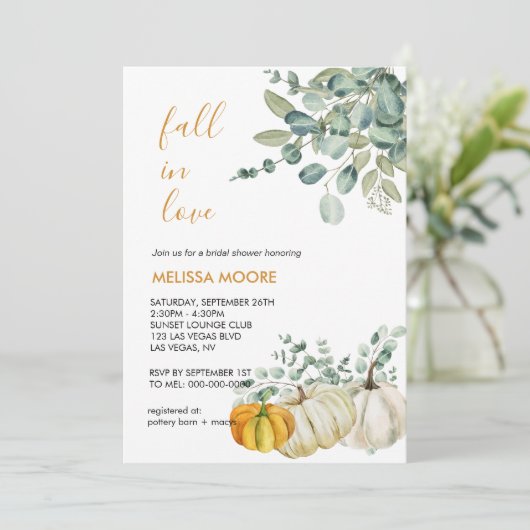 Herfst in liefde herfst pompoen groen vrijgezellen kaart (Staand voorkant)