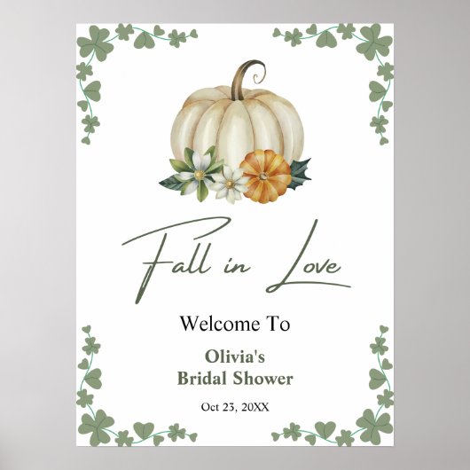 Herfst in Liefde Herfst Pompoen Vrijgezellenfeest  Poster (Voorkant)
