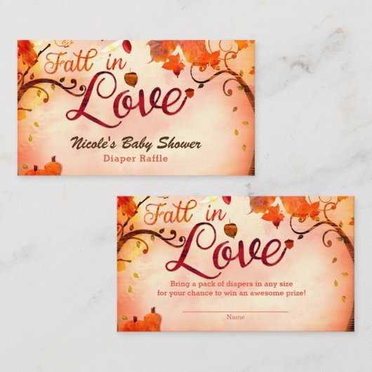 Herfst in Liefde Herfst Pompoenen Luier Raffle Kaa Informatiekaartje (Voorkant / Achterkant)