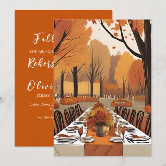 herfst in liefde herfst repetitie dineruitnodiging kaart (Voorkant / Achterkant)