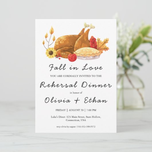herfst in liefde herfst repetitie dineruitnodiging kaart (Staand voorkant)