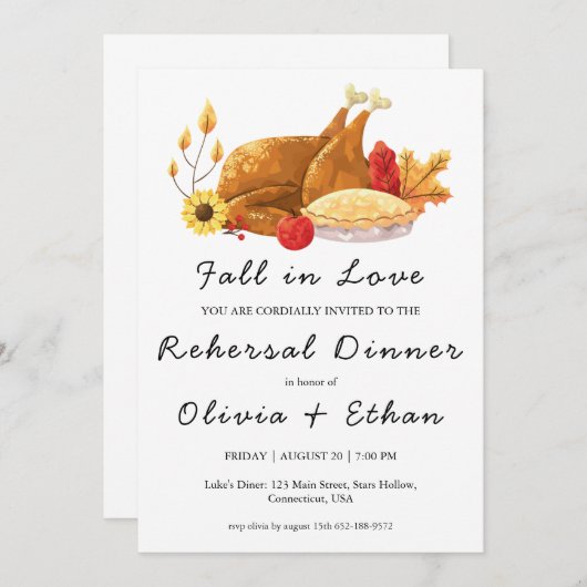 herfst in liefde herfst repetitie dineruitnodiging kaart (Voorkant / Achterkant)