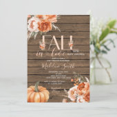 Herfst in liefde herfst rustiek hout met Baby show Kaart (Staand voorkant)