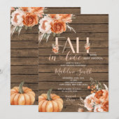 Herfst in liefde herfst rustiek hout met Baby show Kaart (Voorkant / Achterkant)