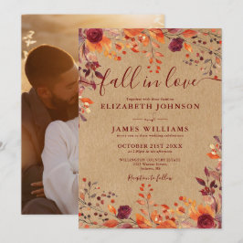 Herfst in Liefde Herfst Rustieke Bloemenfoto Huwel Kaart