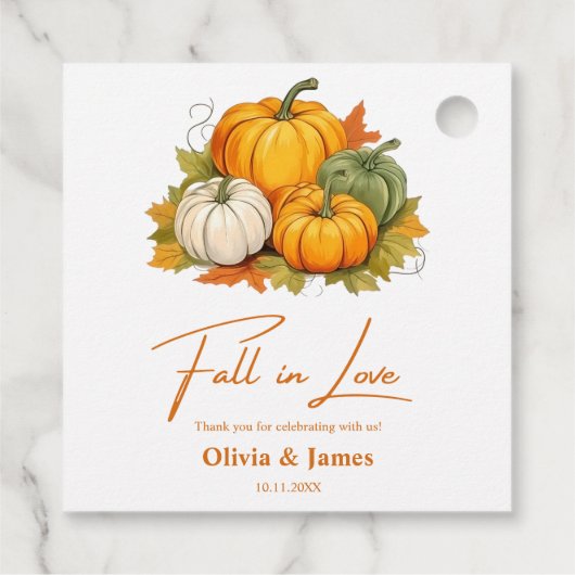 Herfst in Liefde Herfst Rustieke Pompoen bruiloft Bedankjes Labels (Achterkant)