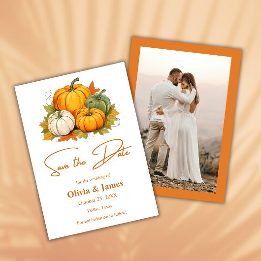 Herfst in Liefde Herfst Rustieke Pompoen Foto Wedd Save The Date
