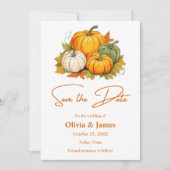 Herfst in Liefde Herfst Rustieke Pompoen Foto Wedd Save The Date (Voorkant)