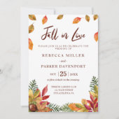 Herfst in liefde herfst verlaat bruiloft uitnodigi kaart (Voorkant)