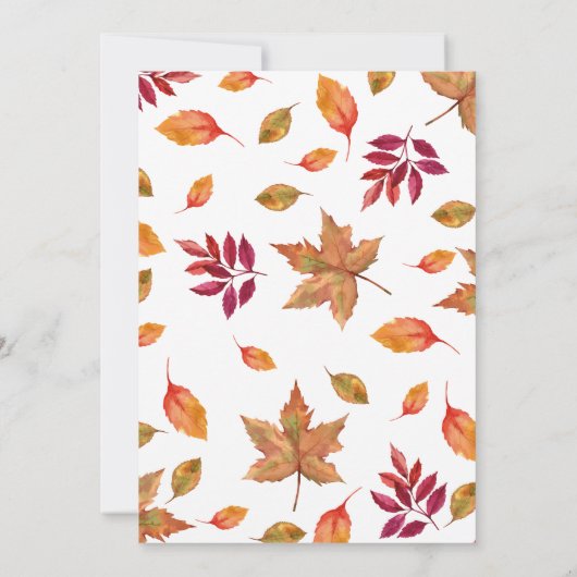 Herfst in liefde herfst verlaat bruiloft uitnodigi kaart (Achterkant)