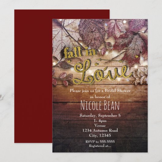 HERFST IN LIEFDE Herfst verlaat rustiek Vrijgezell Kaart (Voorkant / Achterkant)