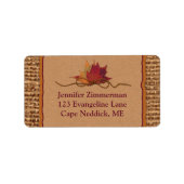 Herfst in liefde, herfst verlaat trouwadres etiket (Voorkant)