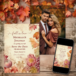 Herfst in liefde herfst vintage bruiloft foto save the date