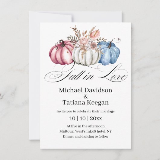 herfst in liefde Herfst waterverf pompoenen bruilo Kaart (Voorkant)