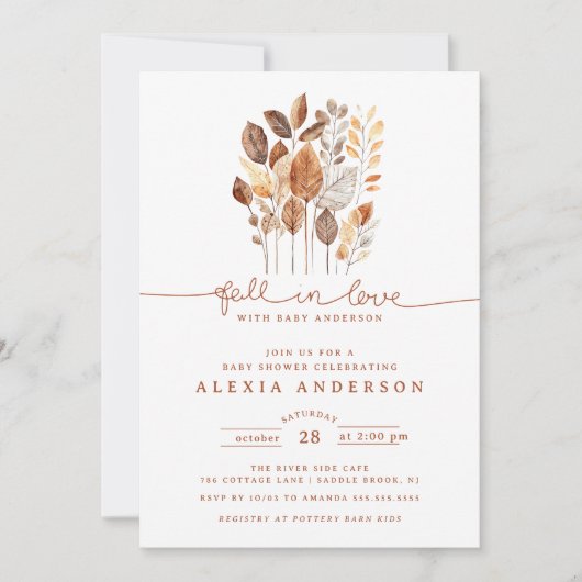 Herfst in liefde herfstbladeren Baby shower Kaart (Voorkant)