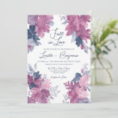 Herfst in liefde herfstbladeren marineblauw mauve  kaart (Staand voorkant)