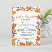 Herfst in Liefde herfstbladeren pompoen baby showe Kaart (Staand voorkant)