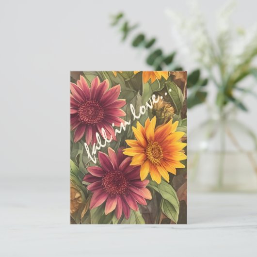 Herfst in Liefde Herfstbloemen Bloemen Briefkaart (Staand voorkant)