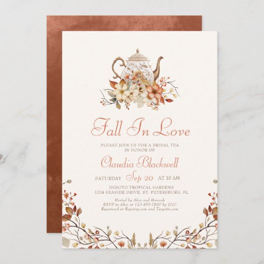 Herfst in liefde herfstbruidstheedouche kaart (Voorkant / Achterkant)