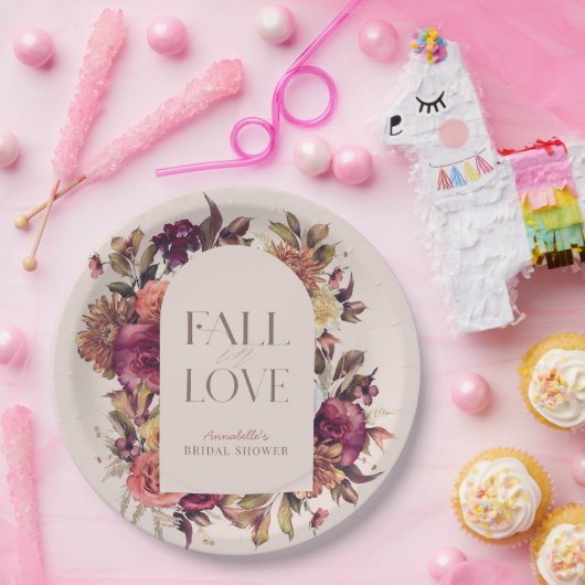 Herfst in Liefde Herfstkrans Arch Roze Brida Douch Papieren Bordje (Feest)