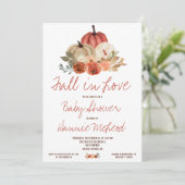 Herfst in liefde, herfstpompoen bloemig Baby showe Kaart (Staand voorkant)