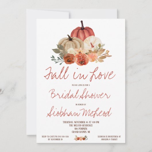 Herfst in liefde, herfstpompoen bloemig Vrijgezell Kaart (Voorkant)