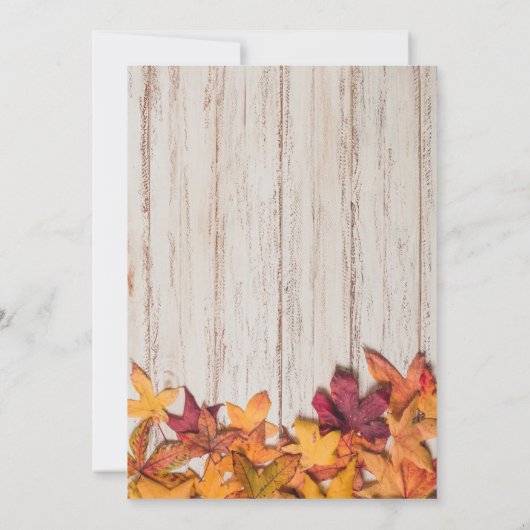 Herfst in Liefde Hout Herfstbladeren Bruiloft Kaart (Achterkant)