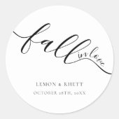 Herfst in liefde Ik elegant Black White Weddenscha Ronde Sticker (Voorkant)