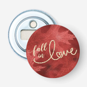 Herfst in liefde in het najaar Apple Red en Gold Button Flesopener