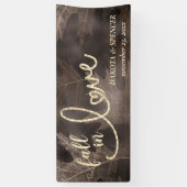 Herfst in liefde in het najaar | Bruin- en goudwed Spandoek (Verticaal)