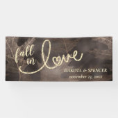 Herfst in liefde in het najaar | Bruin- en goudwed Spandoek (Horizontaal)