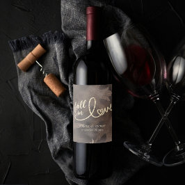 Herfst in liefde in het najaar | Bruin- en goudwed Wijn Etiket