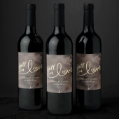 Herfst in liefde in het najaar | Bruin- en goudwed Wijn Etiket