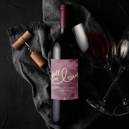 Herfst in liefde in het najaar | Mulberry Gold Wed Wijn Etiket