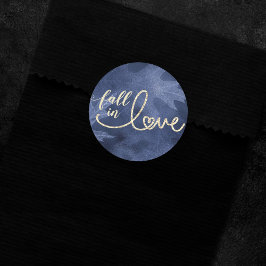 Herfst in liefde in het najaar | Navy Blue en Gold Ronde Sticker