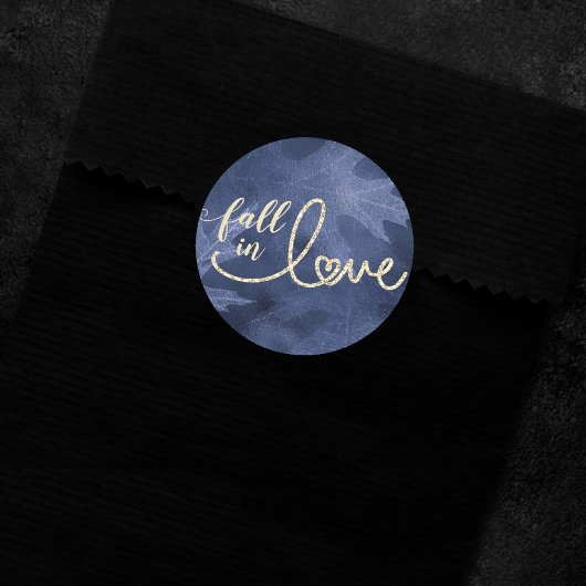 Herfst in liefde in het najaar | Navy Blue en Gold Ronde Sticker