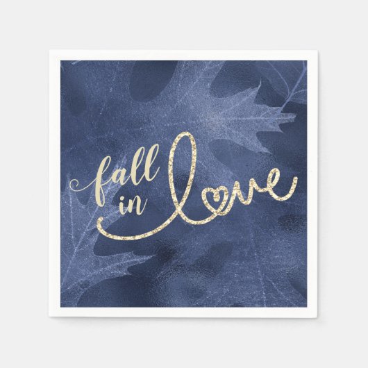 Herfst in liefde in het najaar | Navy Blue en Gold Servet (Voorkant)