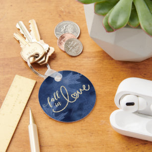 Herfst in liefde in het najaar Navy Blue en Gold Sleutelhanger