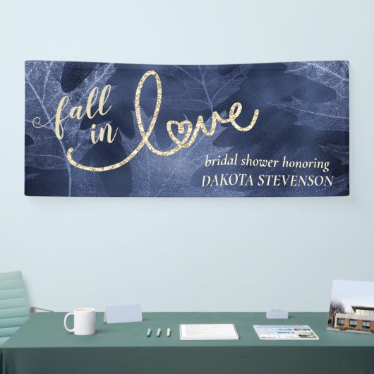 Herfst in liefde in het najaar | Navy Blue en Gold Spandoek (Beurs)