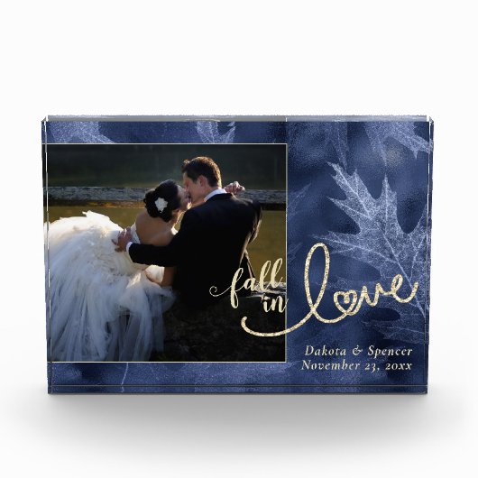 Herfst in liefde in het najaar | Navy Blue Gold We Fotoblokken (Voorkant)